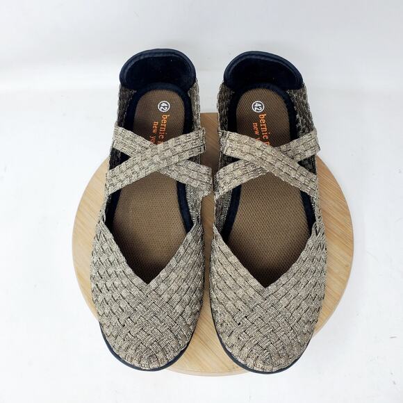 Bernie Mev Shoes Womens 42 Charm Gold Metallic Slip On Mary Jane‎ Flat Sandals - Picture 4 of 13